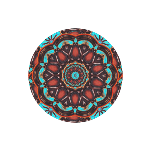 K172 Wood and Turquoise Abstract Round Mousepad