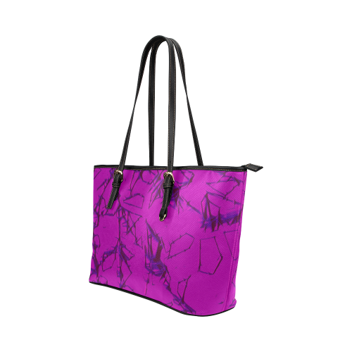 Thorny abstract,hot pink Leather Tote Bag/Large (Model 1651)
