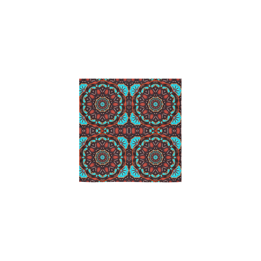 K172 Wood and Turquoise Abstract Pattern Square Towel 13“x13”