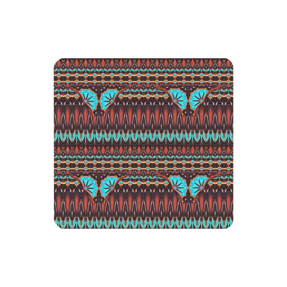 K172 Wood and Turquoise Abstract Pattern Women's Clutch Wallet (Model 1637)