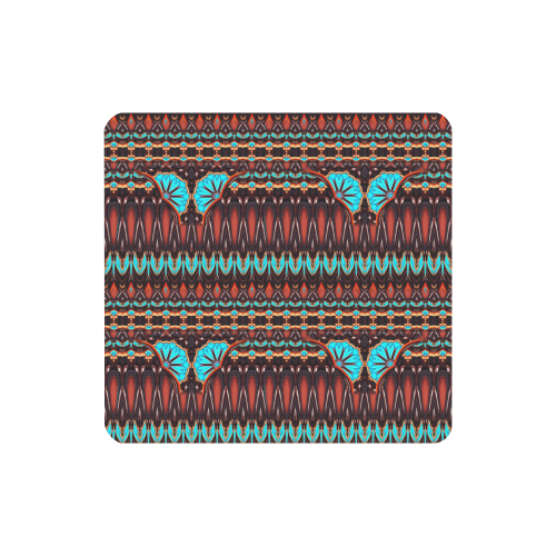 K172 Wood and Turquoise Abstract Pattern Women's Clutch Wallet (Model 1637)