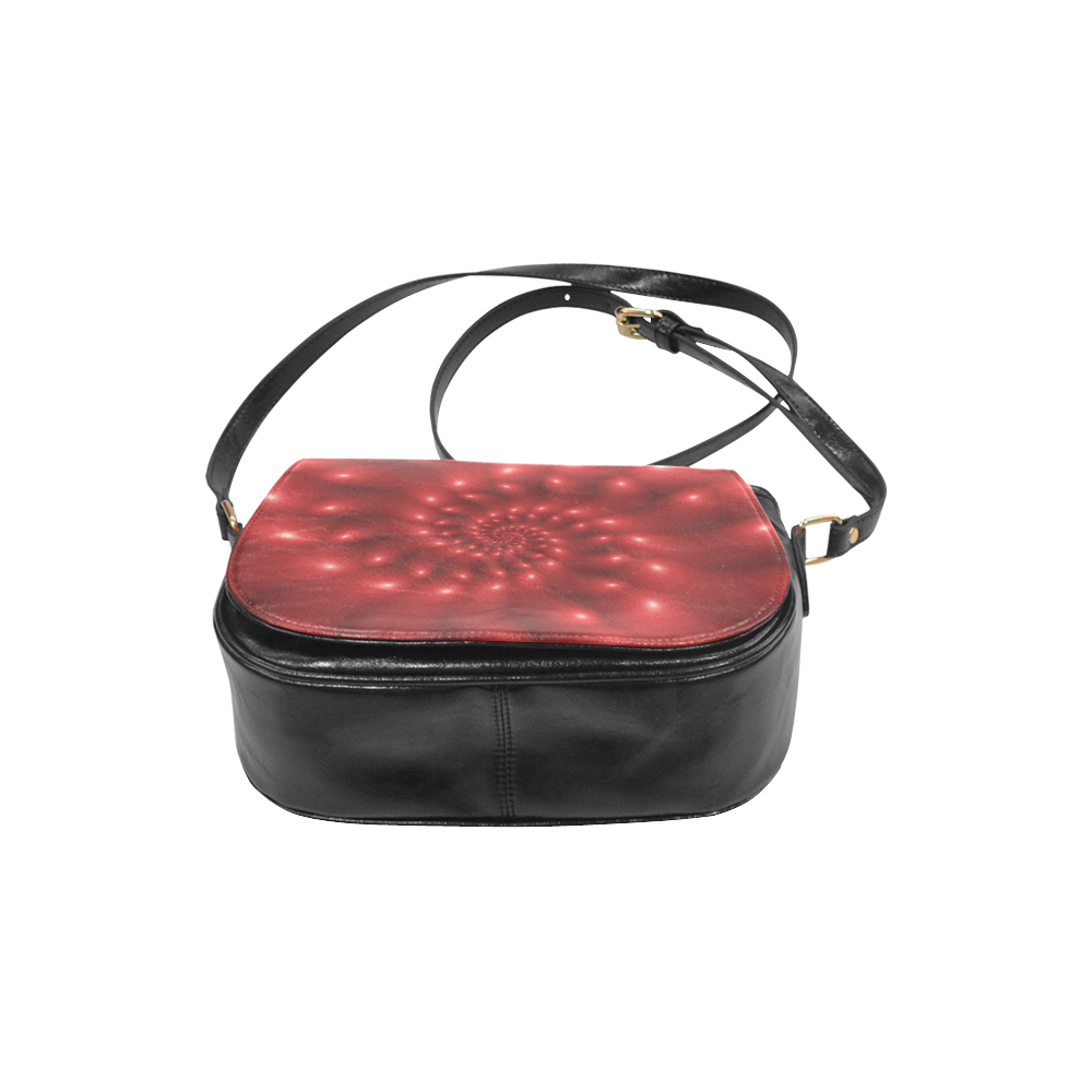 Glossy Red Fractal Spiral Classic Saddle Bag/Small (Model 1648)