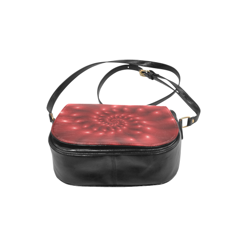 Glossy Red Fractal Spiral Classic Saddle Bag/Small (Model 1648)