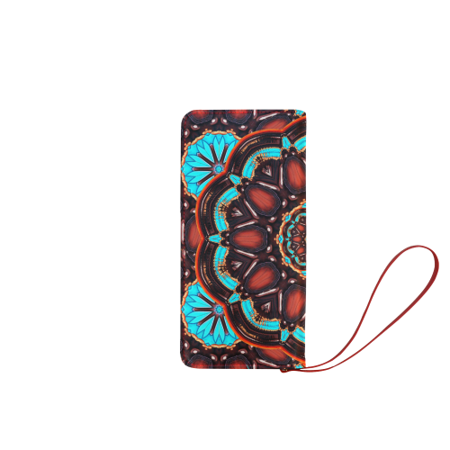 K172 Wood and Turquoise Abstract Women's Clutch Wallet (Model 1637)