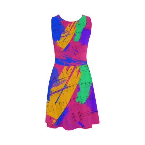 Groovy Paint Brush Strokes with Music Notes Atalanta Sundress (Model D04)