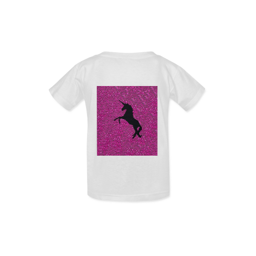 unicorn on pink glitter Kid's  Classic T-shirt (Model T22)