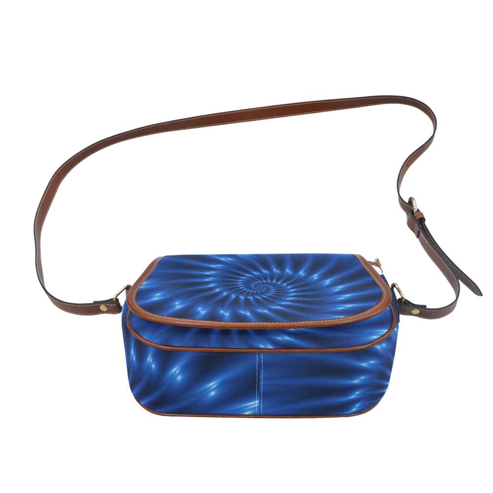 Glossy Blue Spiral Fractal Saddle Bag/Large (Model 1649)