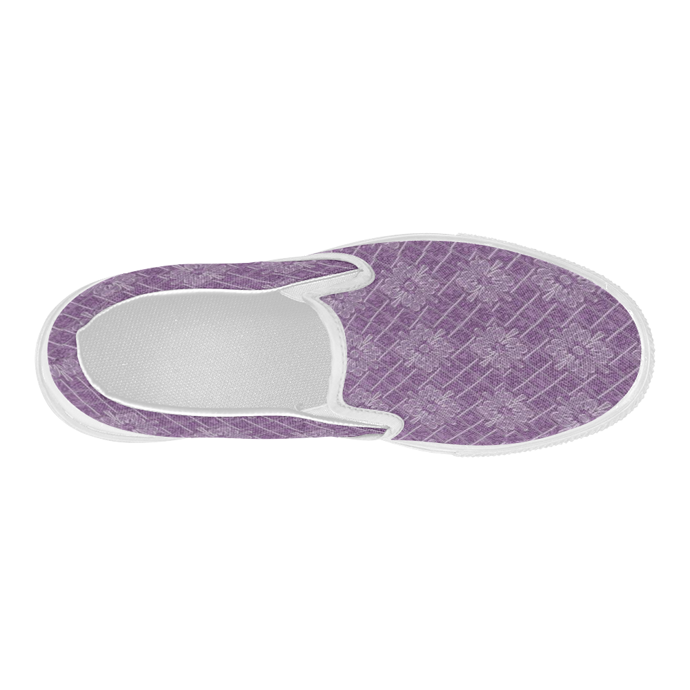 Lilac Jacuard Women's Slip-on Canvas Shoes (Model 019)