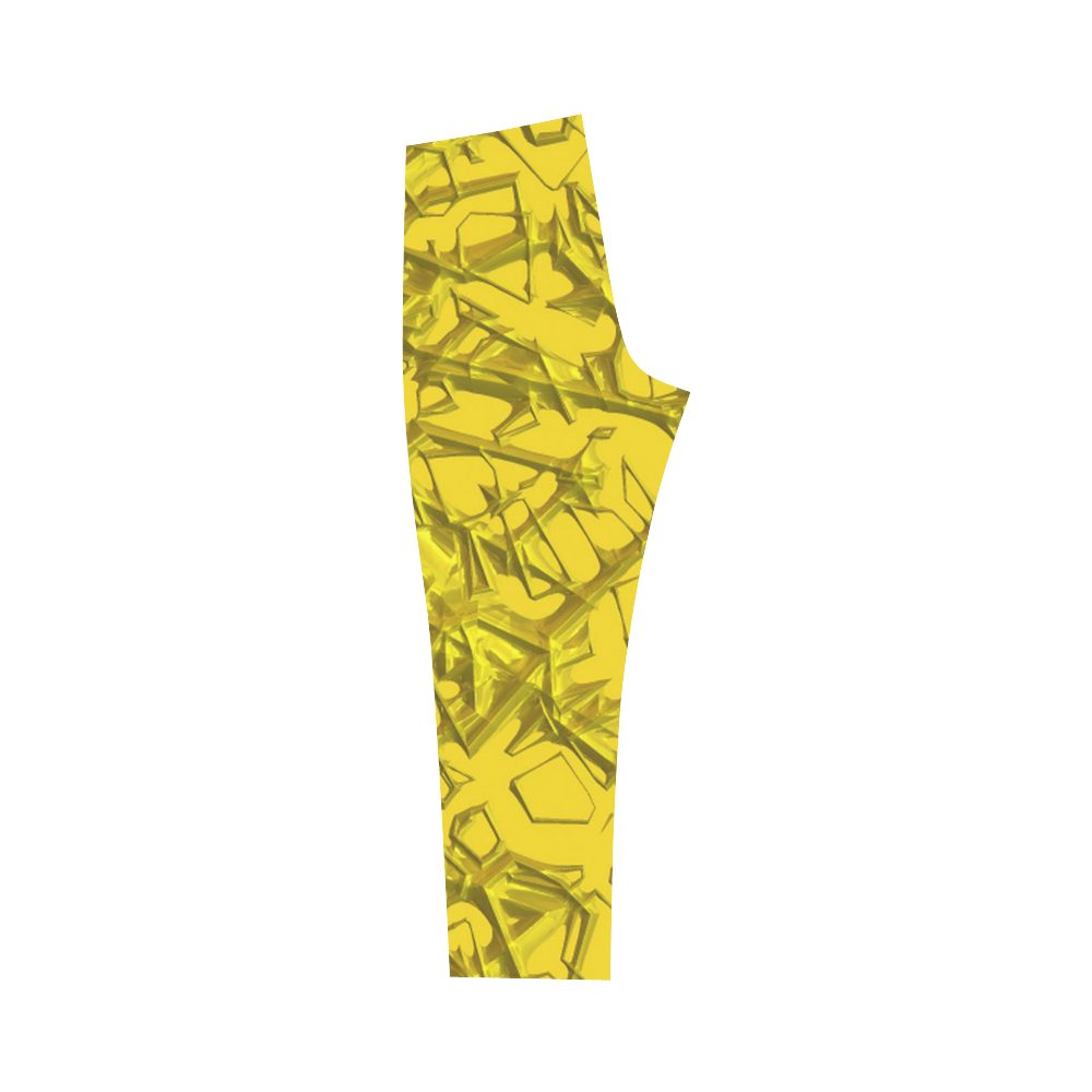 Thorny abstract,golden Capri Legging (Model L02)