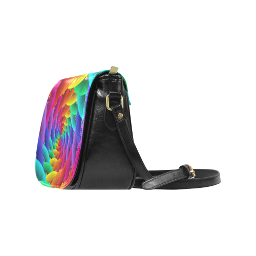 Psychedelic Rainbow Spiral Classic Saddle Bag/Small (Model 1648)