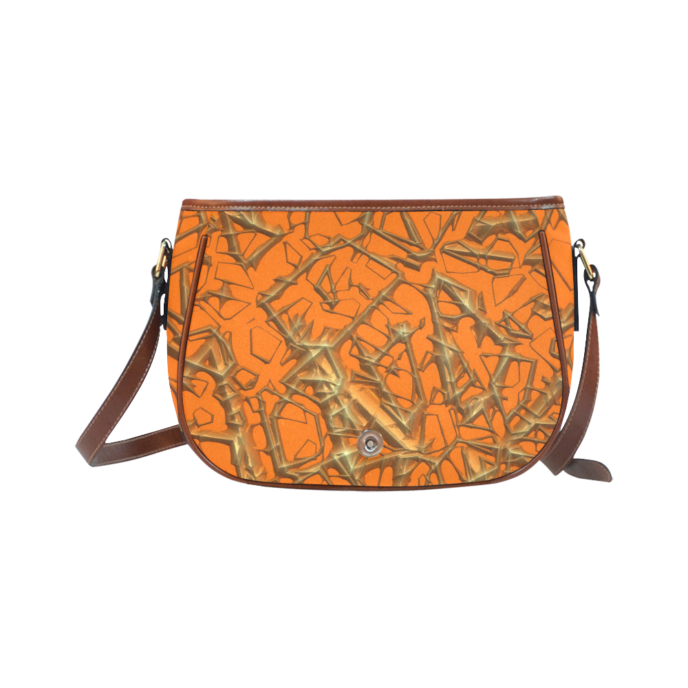 Thorny abstract, orange Saddle Bag/Large (Model 1649)