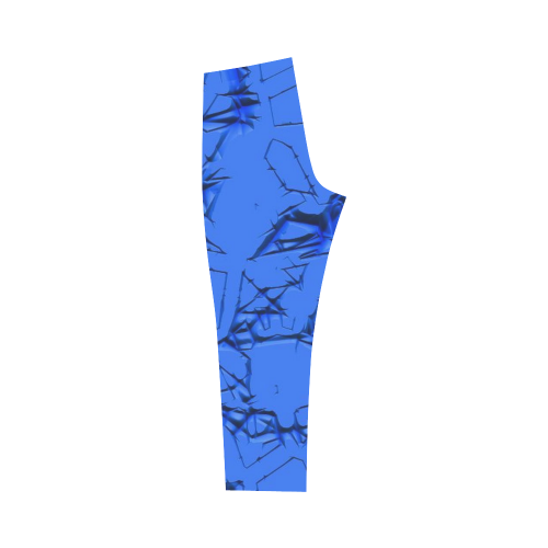Thorny abstract,inky blue Capri Legging (Model L02)