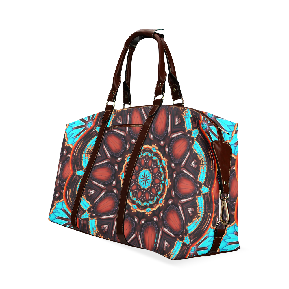 K172 Wood and Turquoise Abstract Classic Travel Bag (Model 1643)