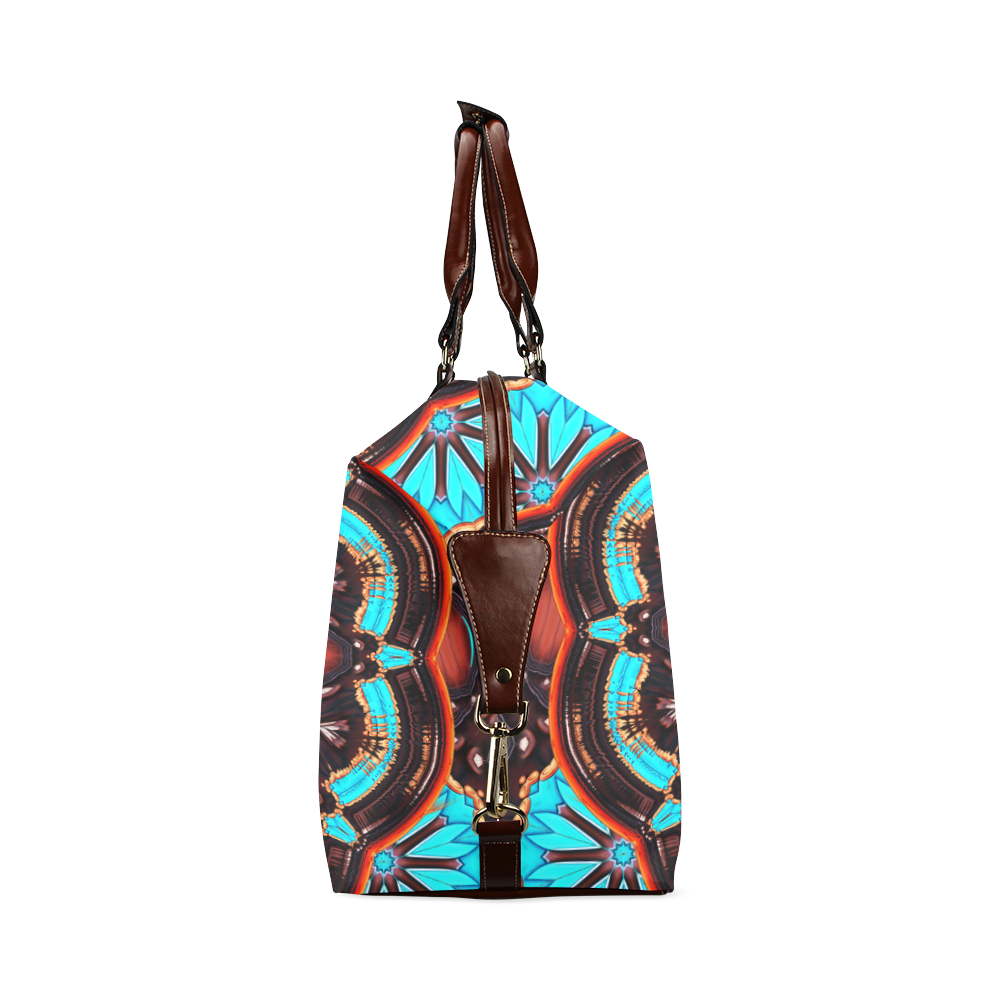 K172 Wood and Turquoise Abstract Classic Travel Bag (Model 1643)