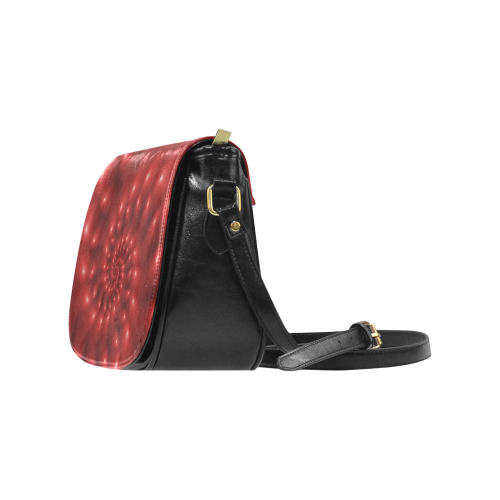 Glossy Red Fractal Spiral Classic Saddle Bag/Large (Model 1648)
