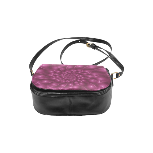 Glossy Berry Purple Fractal Spiral Classic Saddle Bag/Large (Model 1648)