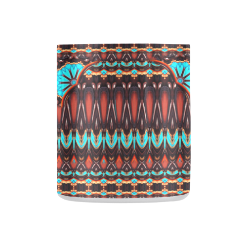 K172 Wood and Turquoise Abstract Pattern Classic Insulated Mug(10.3OZ)