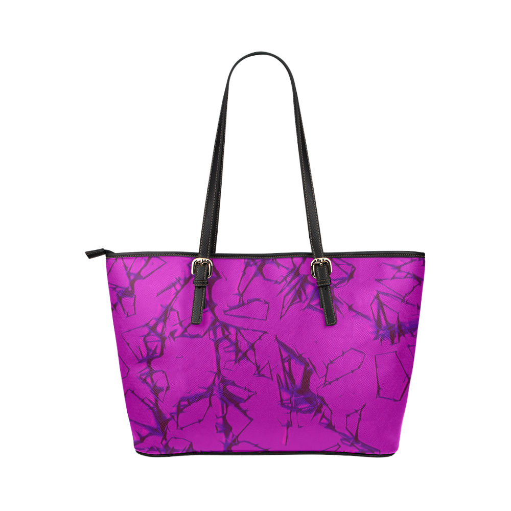 Thorny abstract,hot pink Leather Tote Bag/Large (Model 1651)