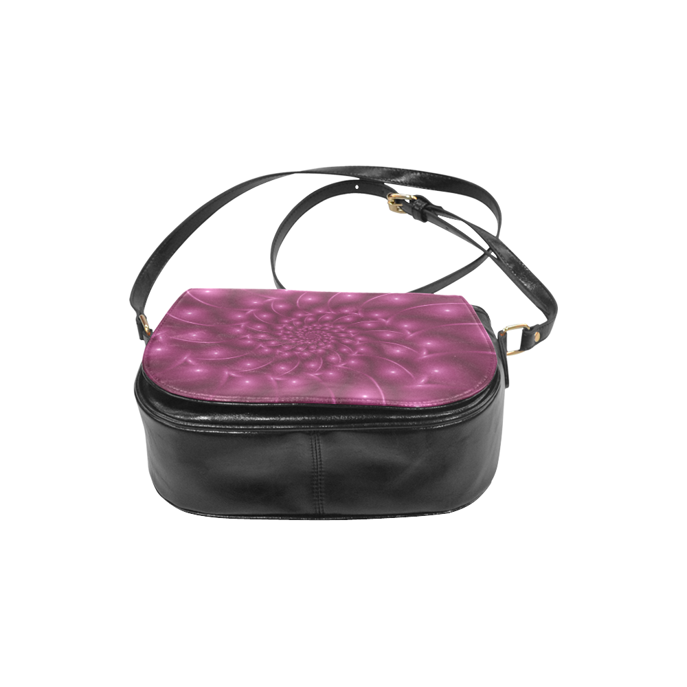 Glossy Berry Purple Fractal Spiral Classic Saddle Bag/Small (Model 1648)