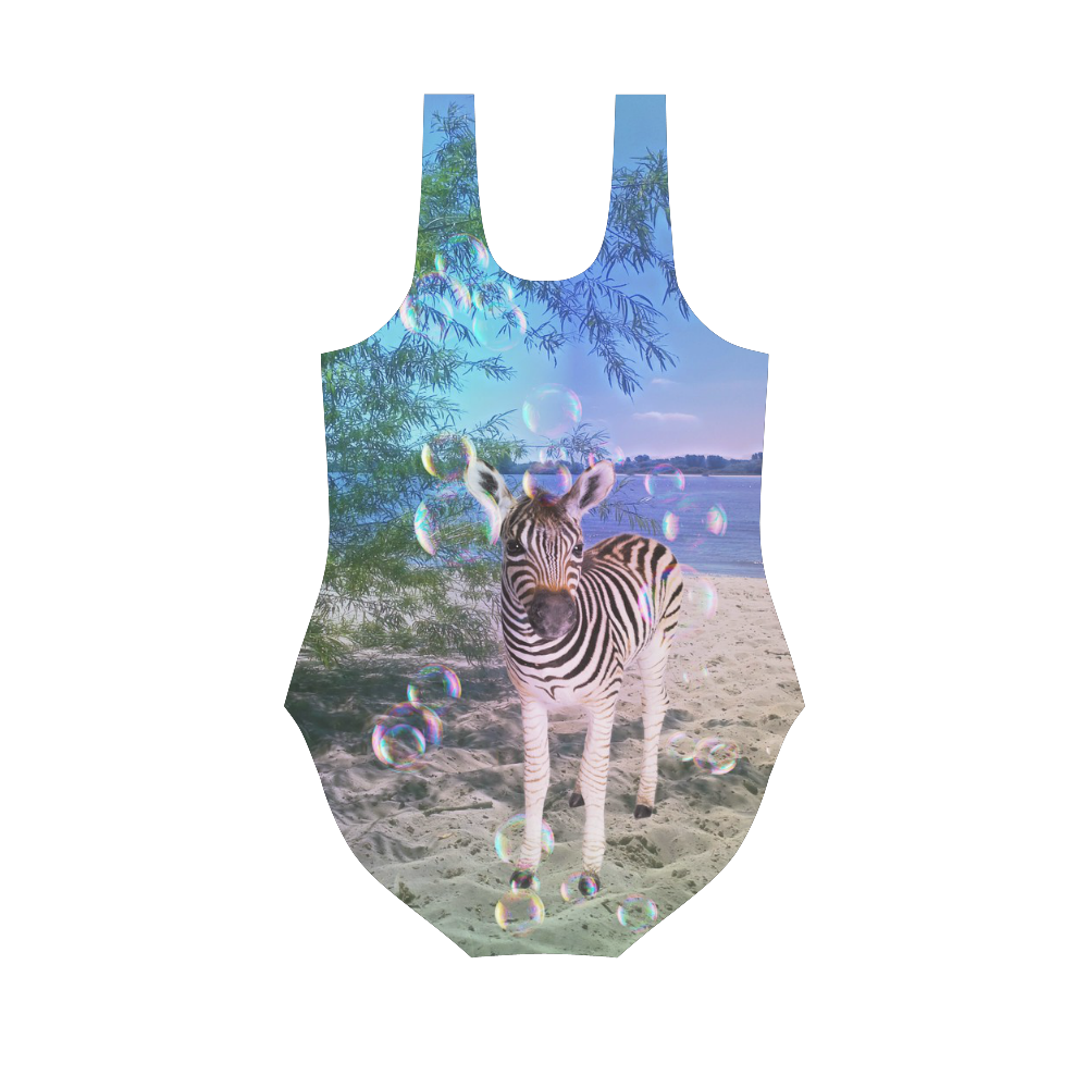 Little cute zebra Vest One Piece Swimsuit (Model S04)
