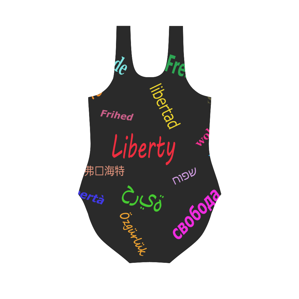 Freedom in several languages Vest One Piece Swimsuit (Model S04)
