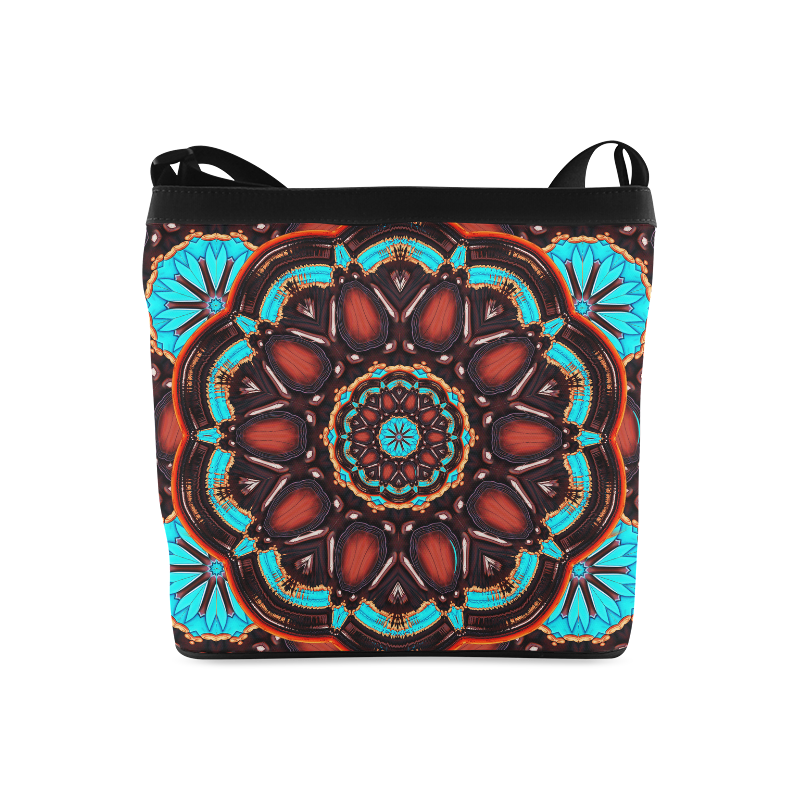 K172 Wood and Turquoise Abstract Crossbody Bags (Model 1613)