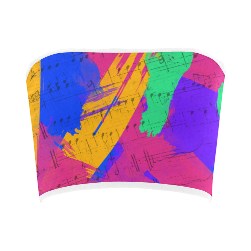 Groovy Paint Brush Strokes with Music Notes Bandeau Top