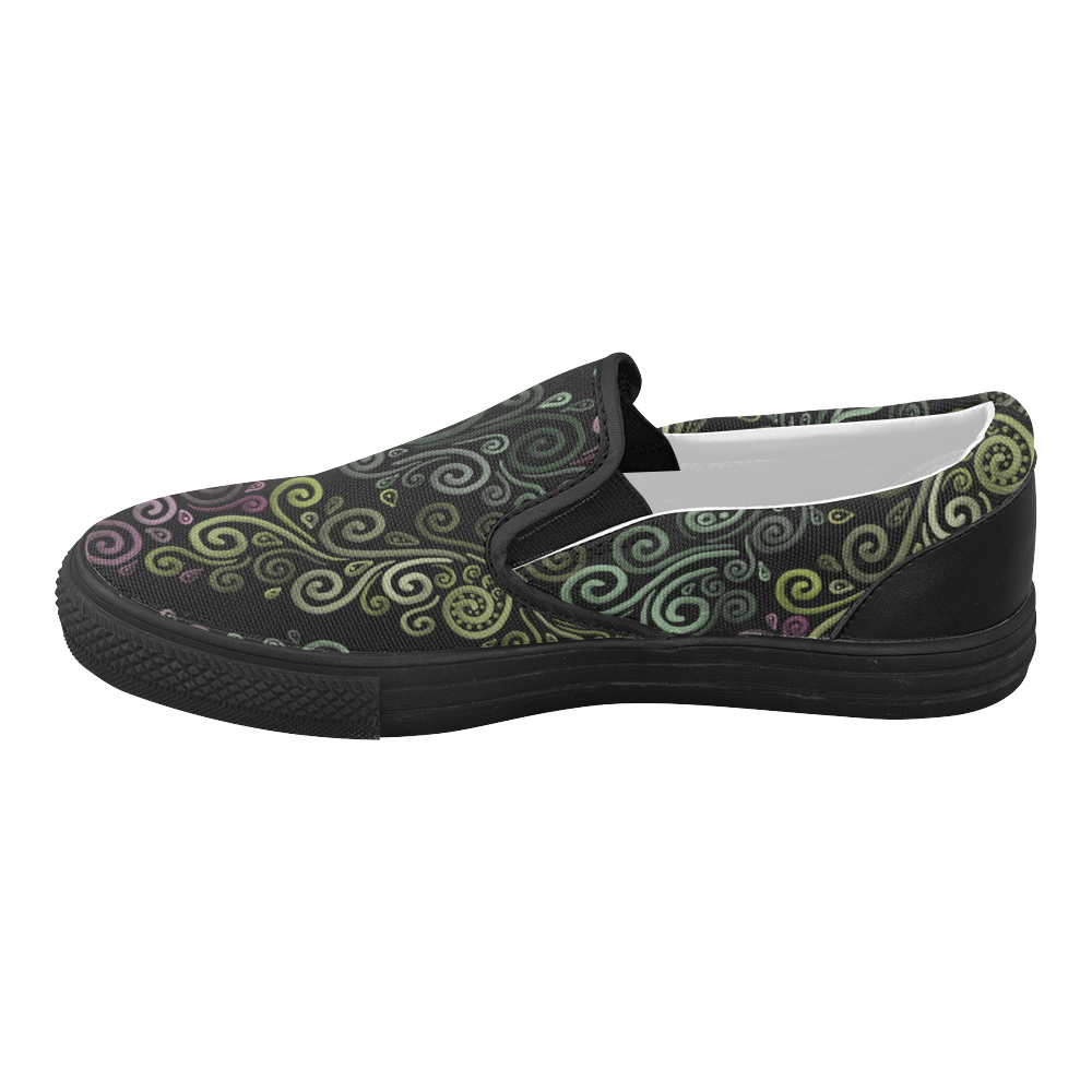 Psychedelic pastel Women's Slip-on Canvas Shoes (Model 019)