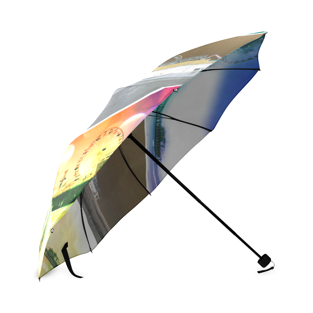 Santa Monica Pier Tricolor Foldable Umbrella (Model U01)