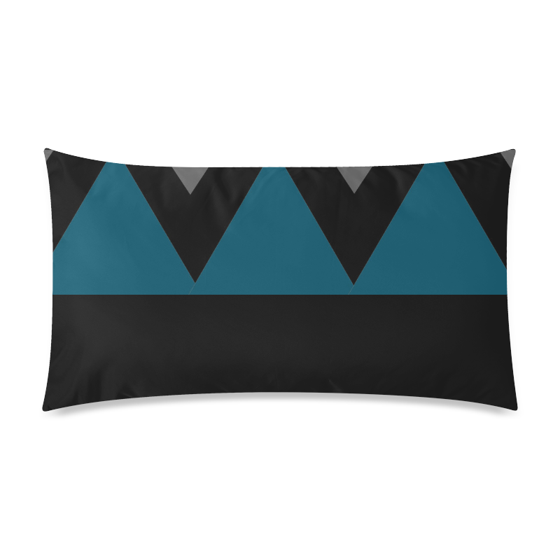 TURQUOISE BLACK AND GRAY TRIANGLES 2 Rectangle Pillow Case 20"x36"(Twin Sides)