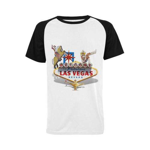 Las Vegas Welcome Sign Men's Raglan T-shirt Big Size (USA Size) (Model T11)
