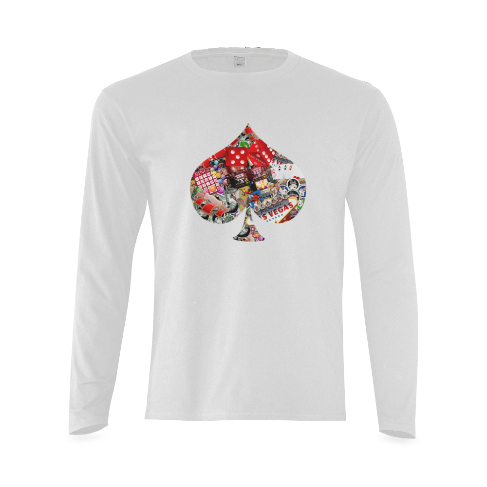 Spade Playing Card Shape - Las Vegas Icons Sunny Men's T-shirt (long-sleeve) (Model T08)