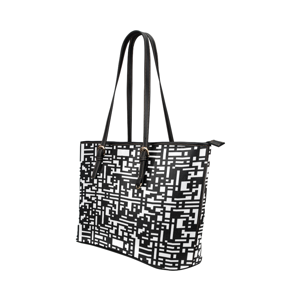 Maze Merge Leather Tote Bag/Small (Model 1651)