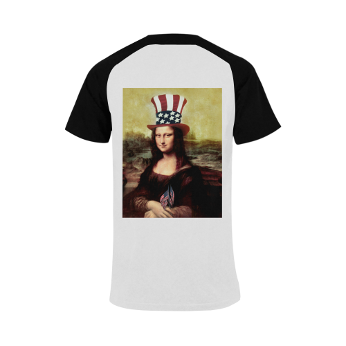 Patriotic Mona Lisa - 4th of July Men's Raglan T-shirt Big Size (USA Size) (Model T11)
