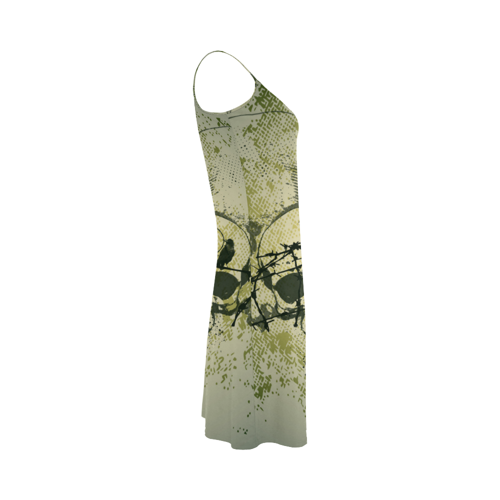 Awesome skull with crow Alcestis Slip Dress (Model D05)