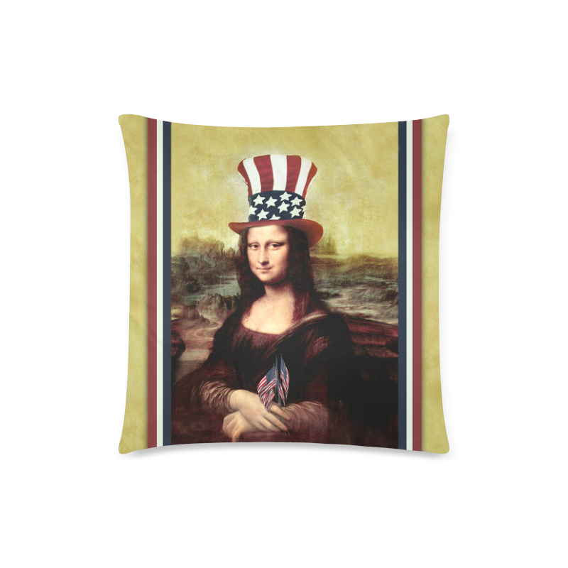 Patriotic Mona Lisa - 4th of July Custom Zippered Pillow Case 18"x18"(Twin Sides)