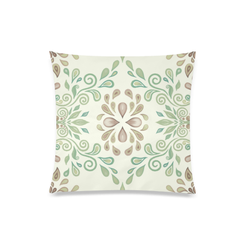 Green watercolor ornament Custom Zippered Pillow Case 20"x20"(One Side)