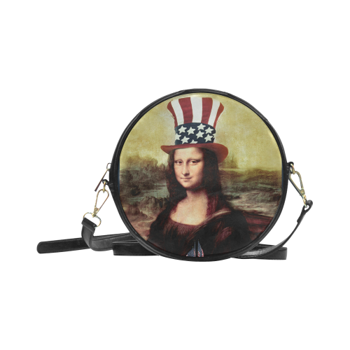 Patriotic Mona Lisa - 4th of July Round Sling Bag (Model 1647)