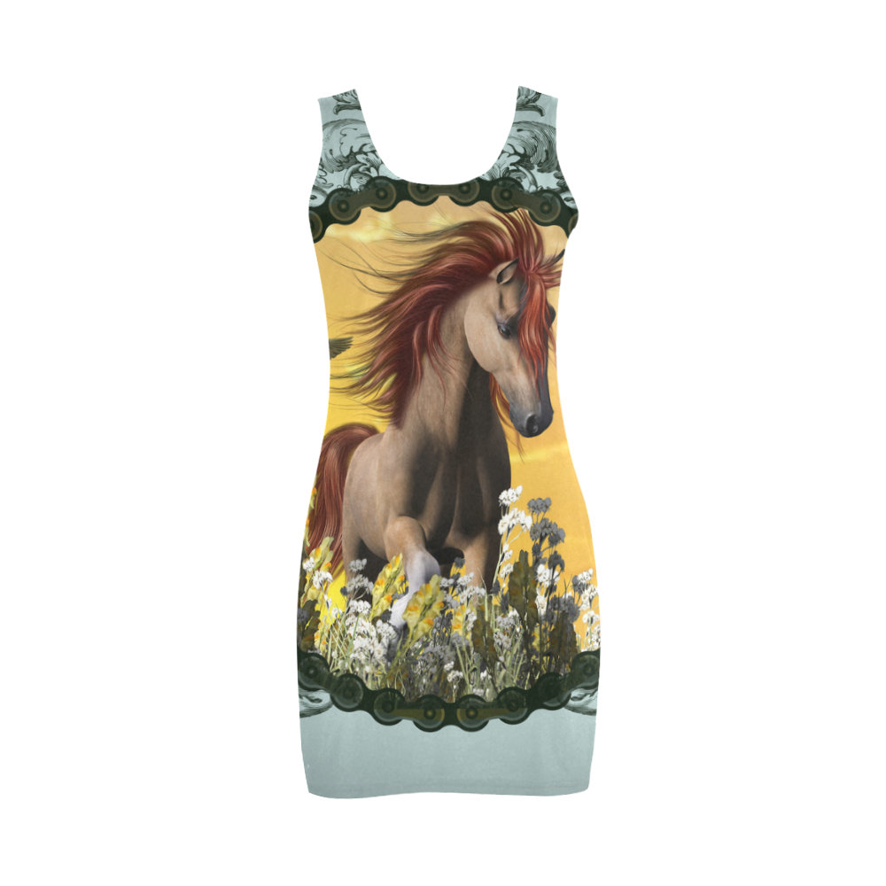 Horse with bird Medea Vest Dress (Model D06)