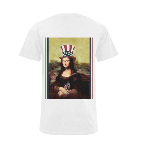 Patriotic Mona Lisa - 4th of July Men's V-Neck T-shirt (USA Size) (Model T10)