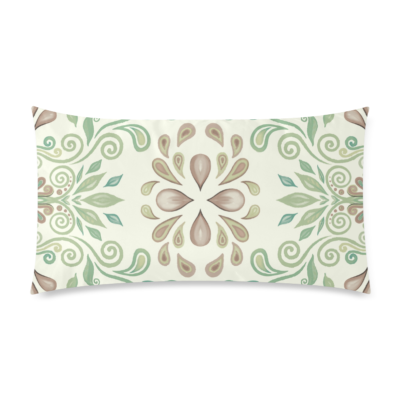 Green watercolor ornament Custom Rectangle Pillow Case 20"x36" (one side)