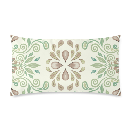 Green watercolor ornament Custom Rectangle Pillow Case 20"x36" (one side)
