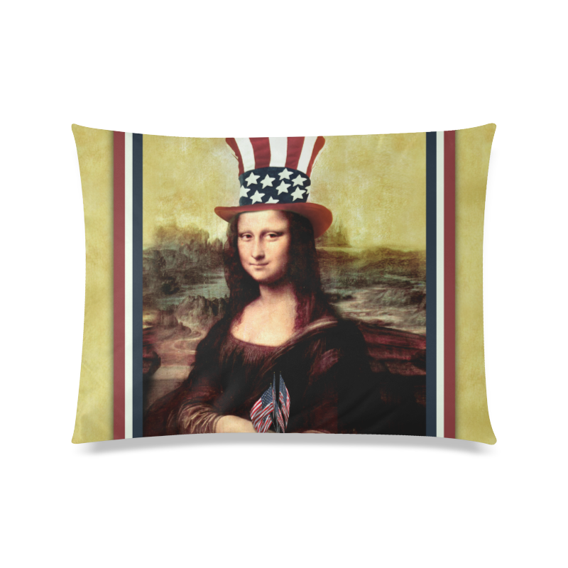 Patriotic Mona Lisa - 4th of July Custom Zippered Pillow Case 20"x26"(Twin Sides)