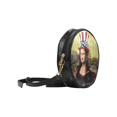 Patriotic Mona Lisa - 4th of July Round Sling Bag (Model 1647)