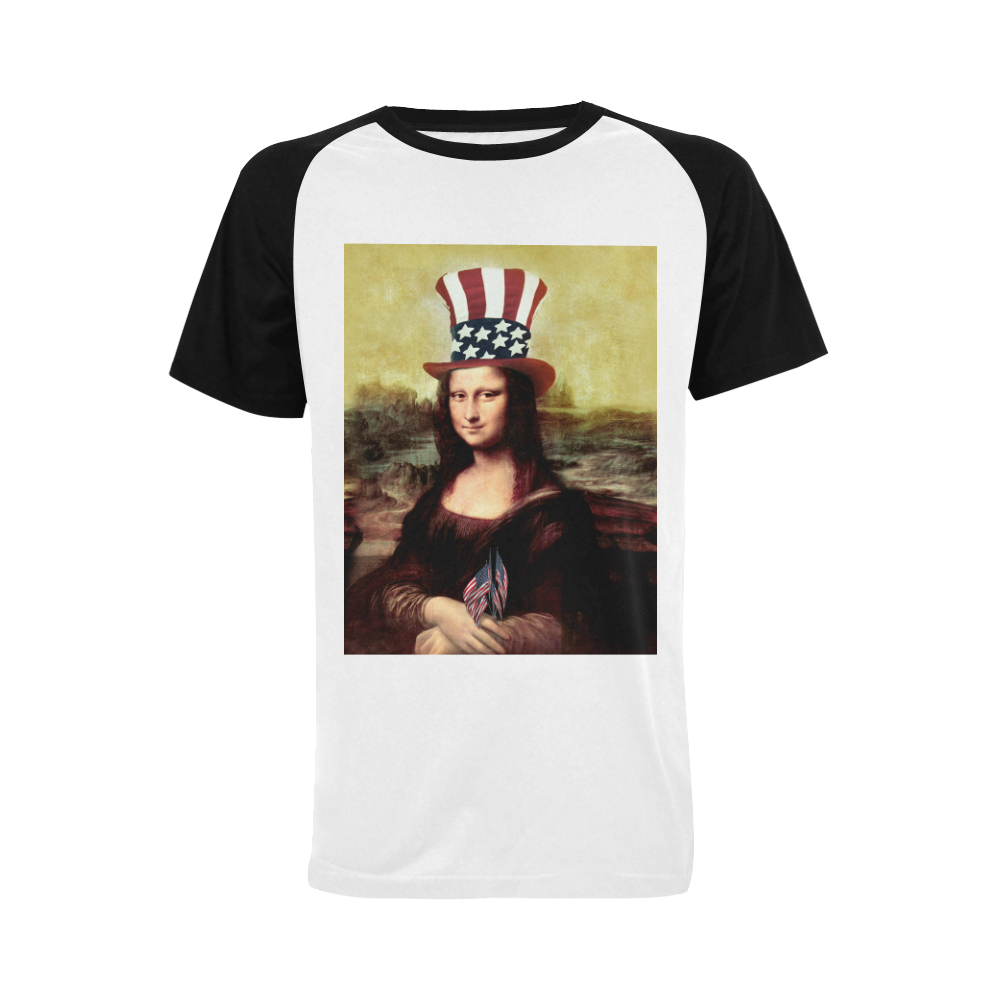 Patriotic Mona Lisa - 4th of July Men's Raglan T-shirt Big Size (USA Size) (Model T11)