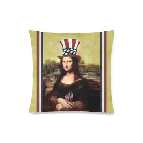 Patriotic Mona Lisa - 4th of July Custom Zippered Pillow Case 20"x20"(Twin Sides)