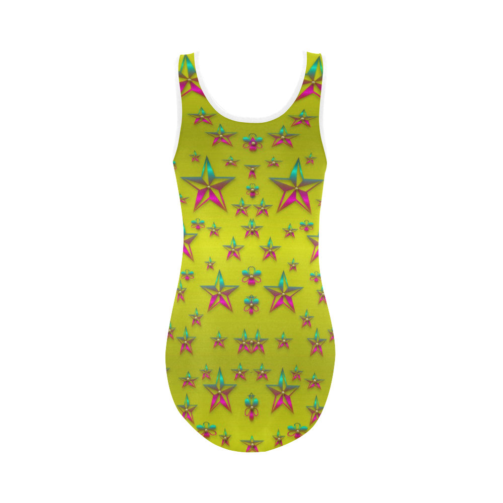 Flower Power Stars Vest One Piece Swimsuit (Model S04)