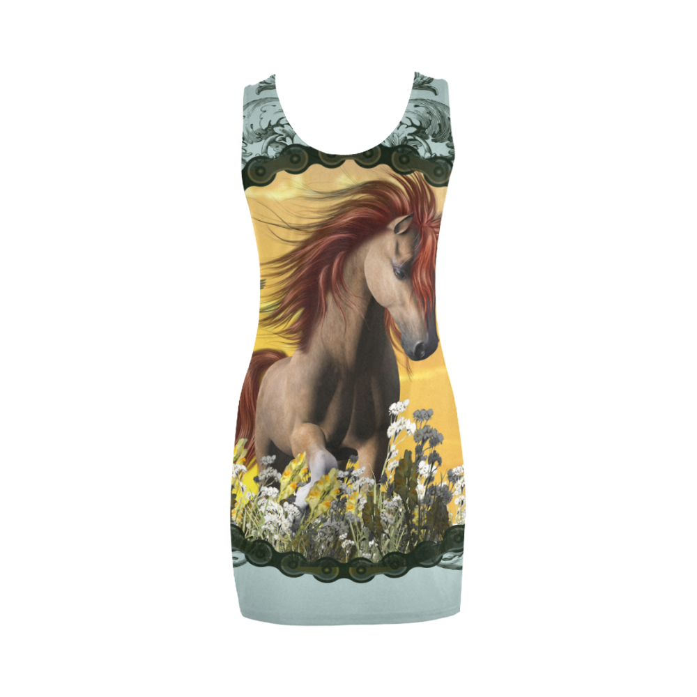 Horse with bird Medea Vest Dress (Model D06)