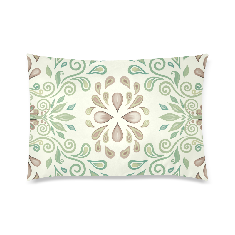 Green watercolor ornament Custom Zippered Pillow Case 20"x30" (one side)