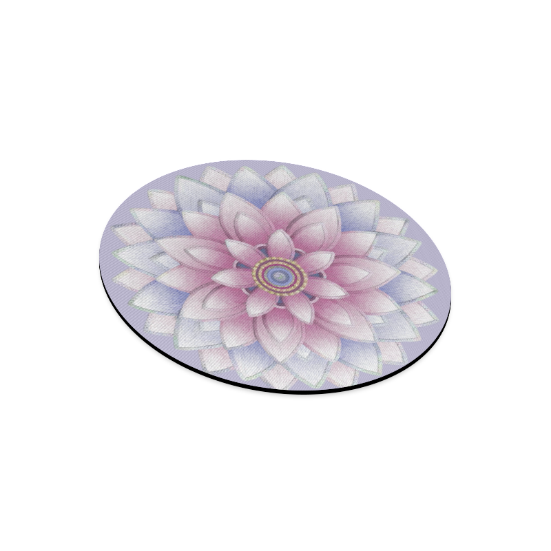 Flower pink+blue Round Mousepad